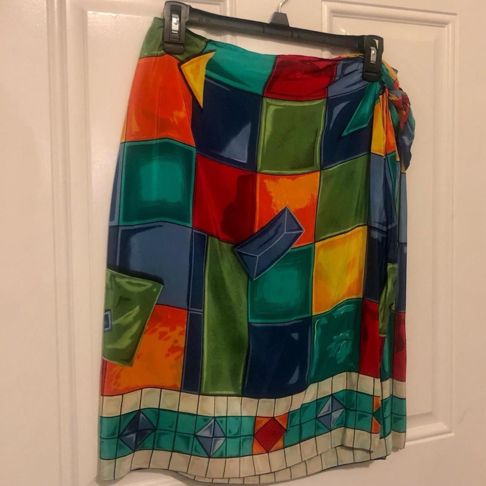 Ellen Tracy Multicolor Silk Skirt